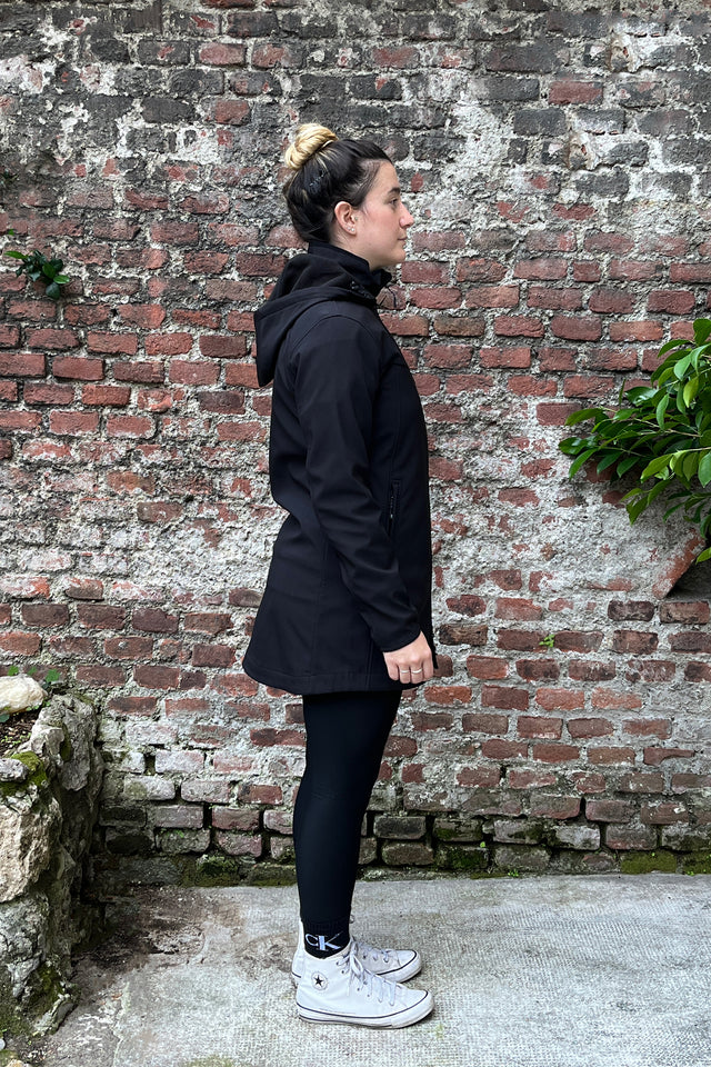 Giacca Donna nera Softshell Long - lato